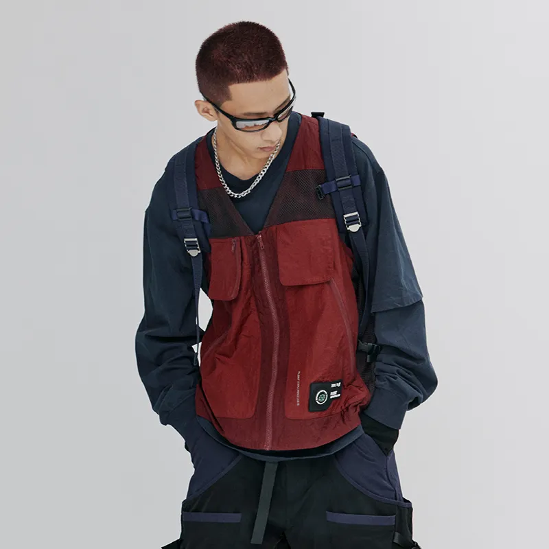 FLOAT Loose Fit Vest Unisex Burgundy-4