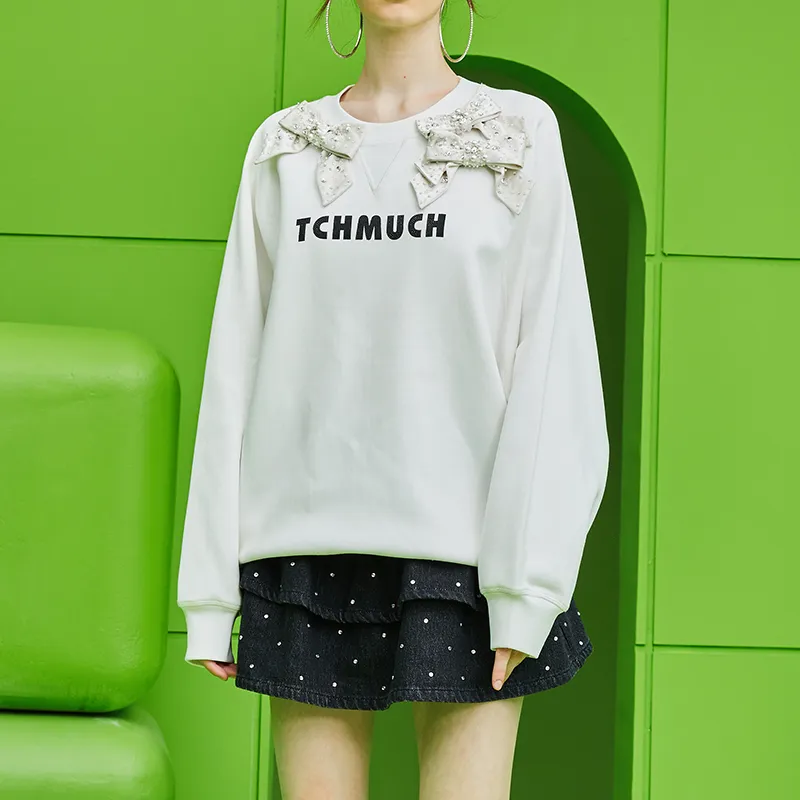 TCH Sweatshirts Unisex White With Black Logo-2