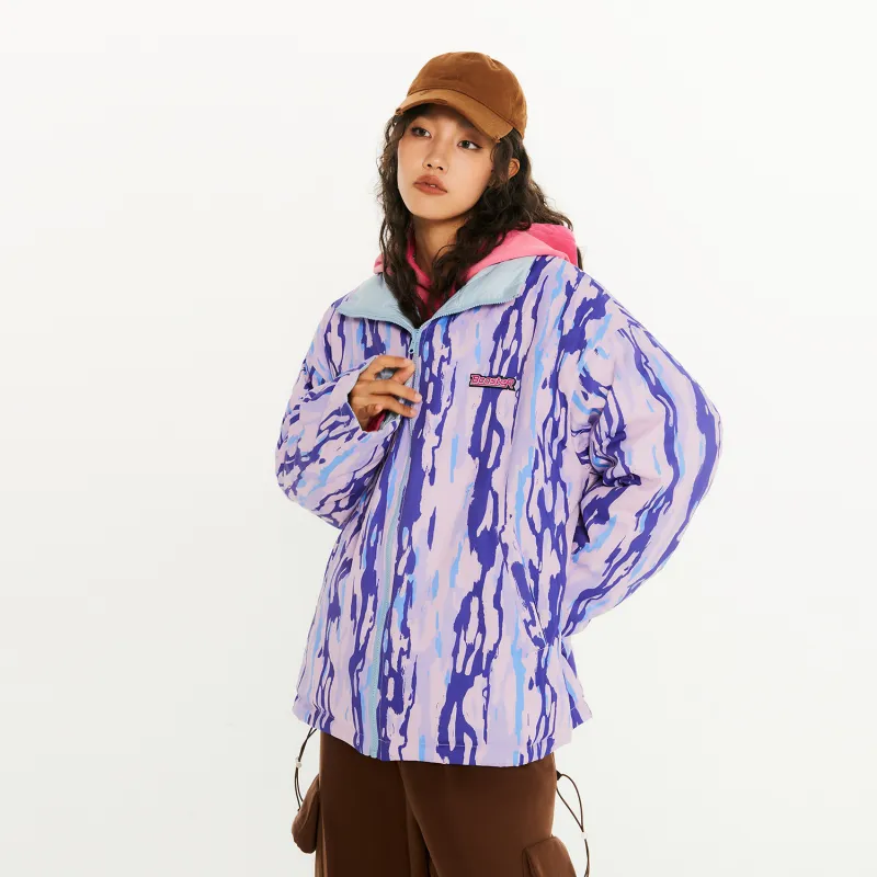 BEASTER Solid Color Stand Collar Without Hood Loose Fit Thickened Down Jacket Unisex-28