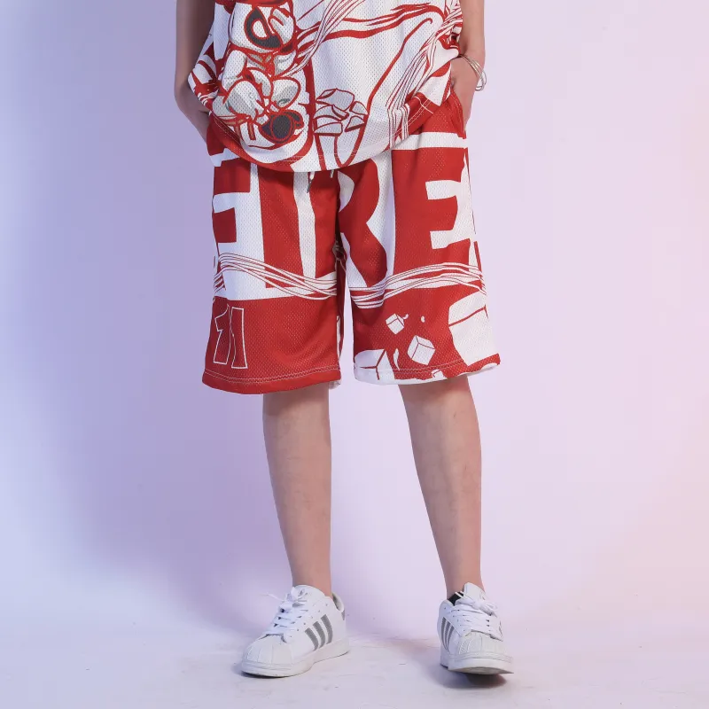 FireMonkey Basketball Shorts Unisex Red-3