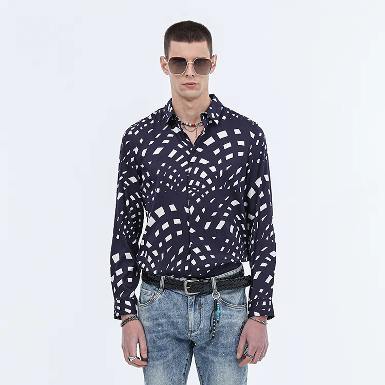 DAVID NAMAN Shirts Men Navy Blue-4
