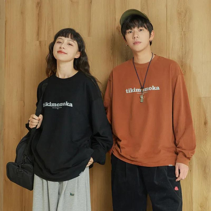 TIKIMOMOKA Crew Neck Loose Fit Regular Sweatshirt Spring And Autumn Unisex-5