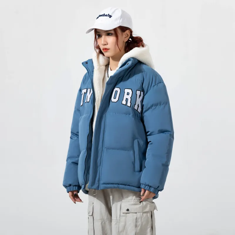 STNW Letter Hooded Loose Fit Thickened And Fleece Lined Puffer Jacket Unisex-14