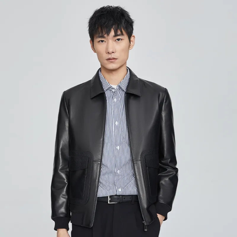 SINBOS Leather Jackets Men Black-3