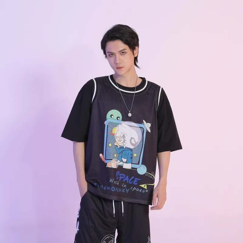FireMonkey Basketball Jerseys Unisex Black-3