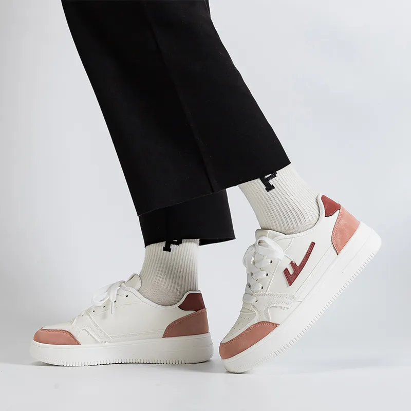 Warrior Lightweight Low Top Skateboard Shoes Women's White Brick Red-6