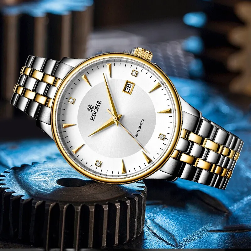 EBOHR EBOHR Master Collection Mechanical Movement Stainless Steel Strap Watch Unisex Black Dial 36480319-11
