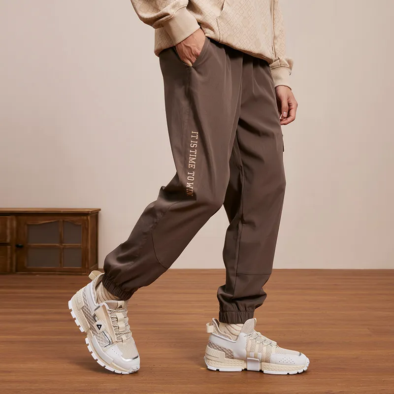 PEAK Knitted Sweatpants Men Charcoal Gray Brown-4