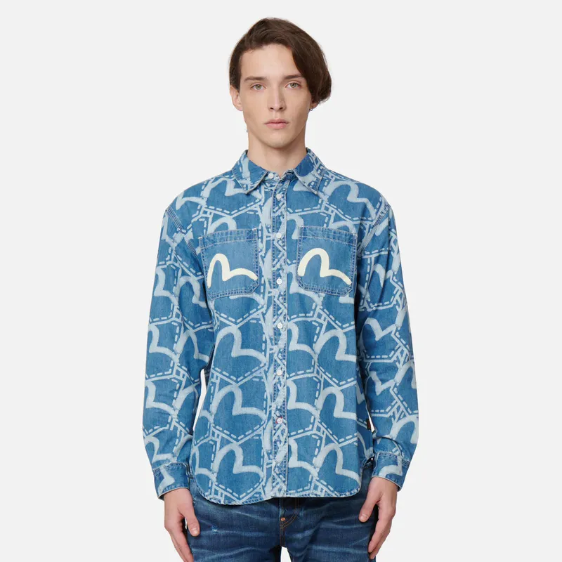 EVISU Shirts Men Denim Blue-2