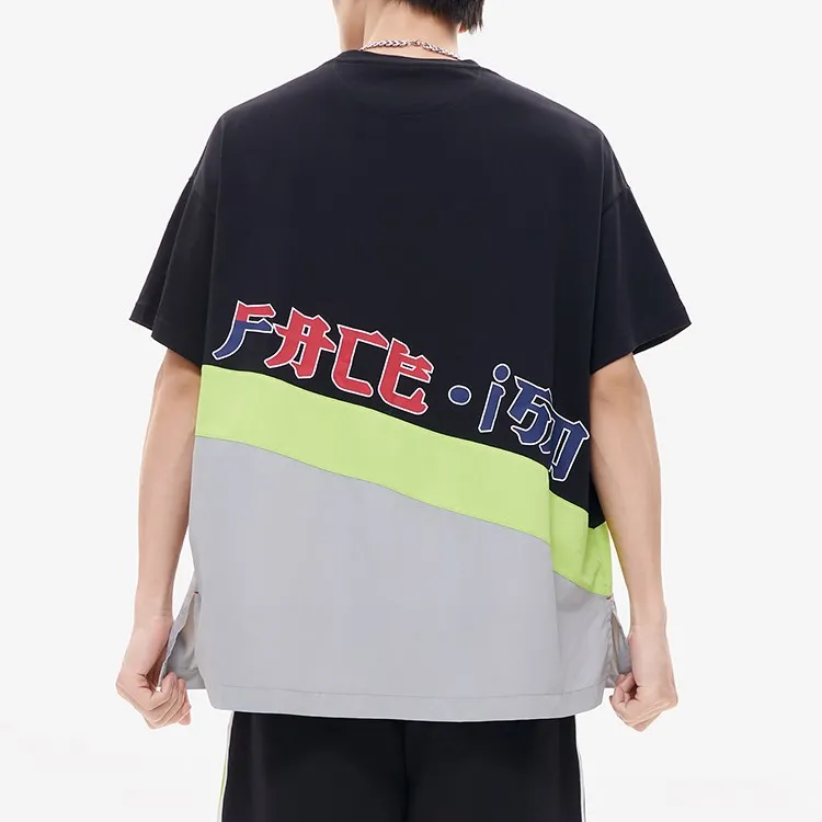 FILA FUSION Drop Shoulder Sleeve T Shirt Men's Elegant Black-3