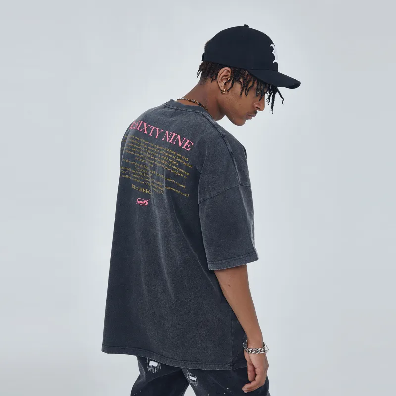 R69 T-Shirts Unisex Washed Black-3
