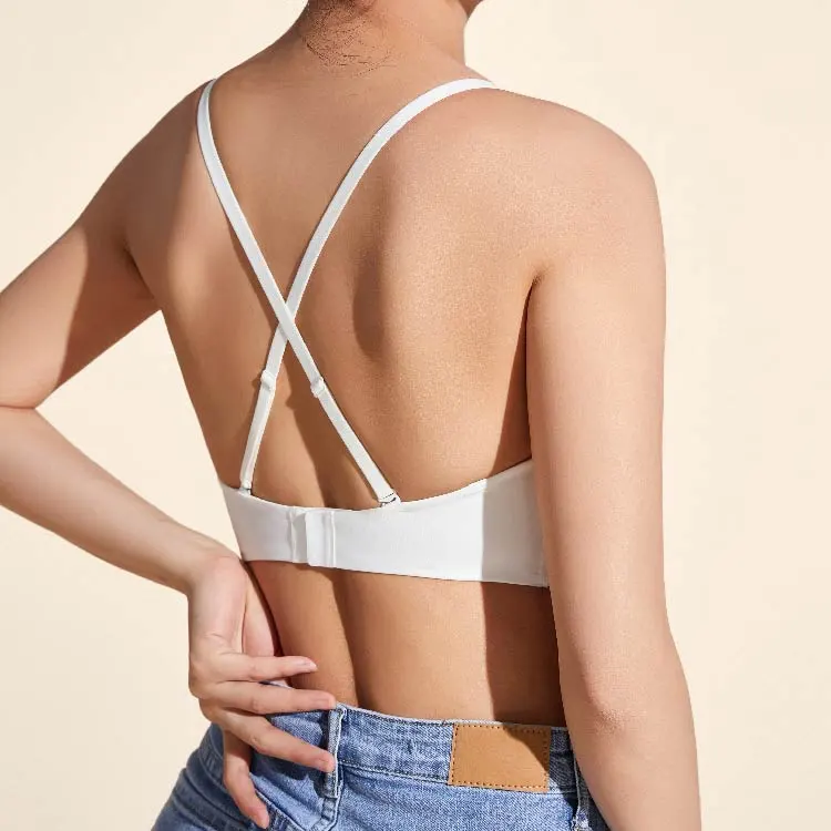 Toffee Pie Comfortable Seamless Back Smoothing Outerwear-Ready Wireless Triangle Cup Minimizing Underwear Women's-15