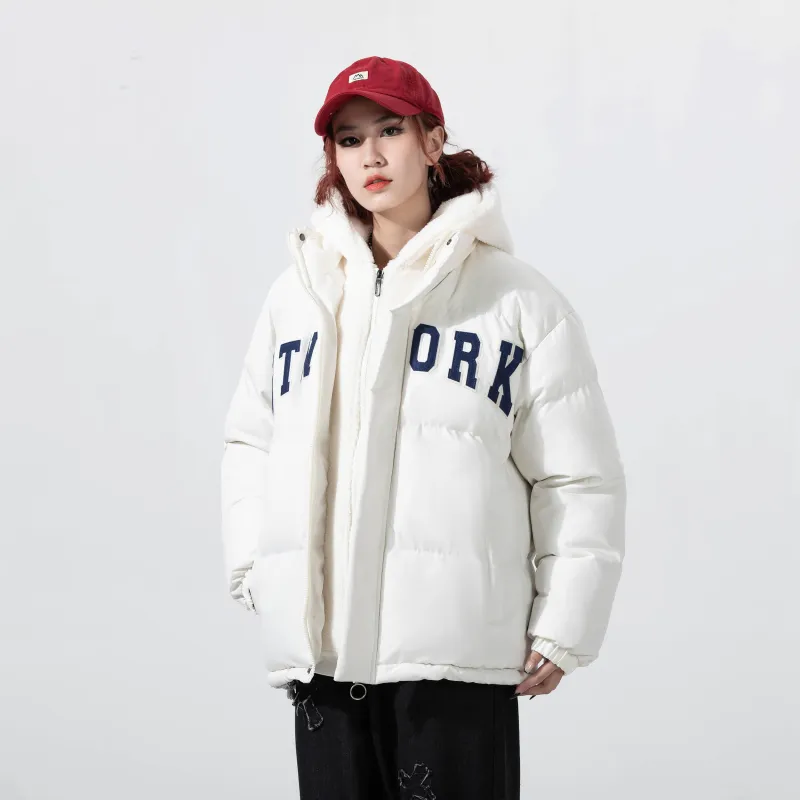 STNW Letter Hooded Loose Fit Thickened And Fleece Lined Puffer Jacket Unisex-9