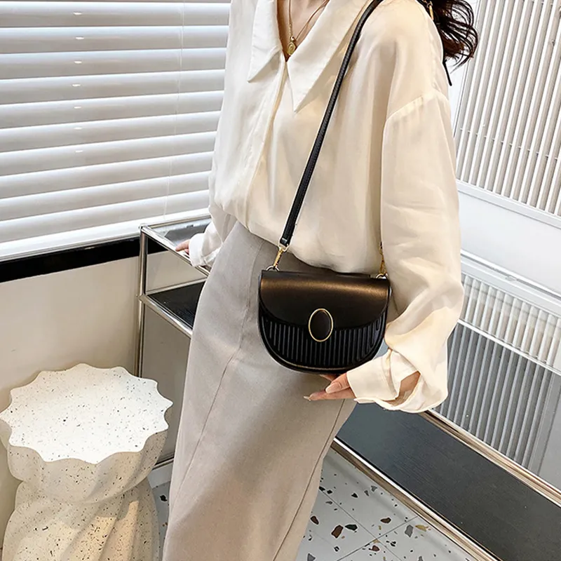 JANE KLAIN PU Saddle Bag Handbag, Shoulder Bag, Crossbody Bag Women's Black/Ecru/Pink/Purple-1