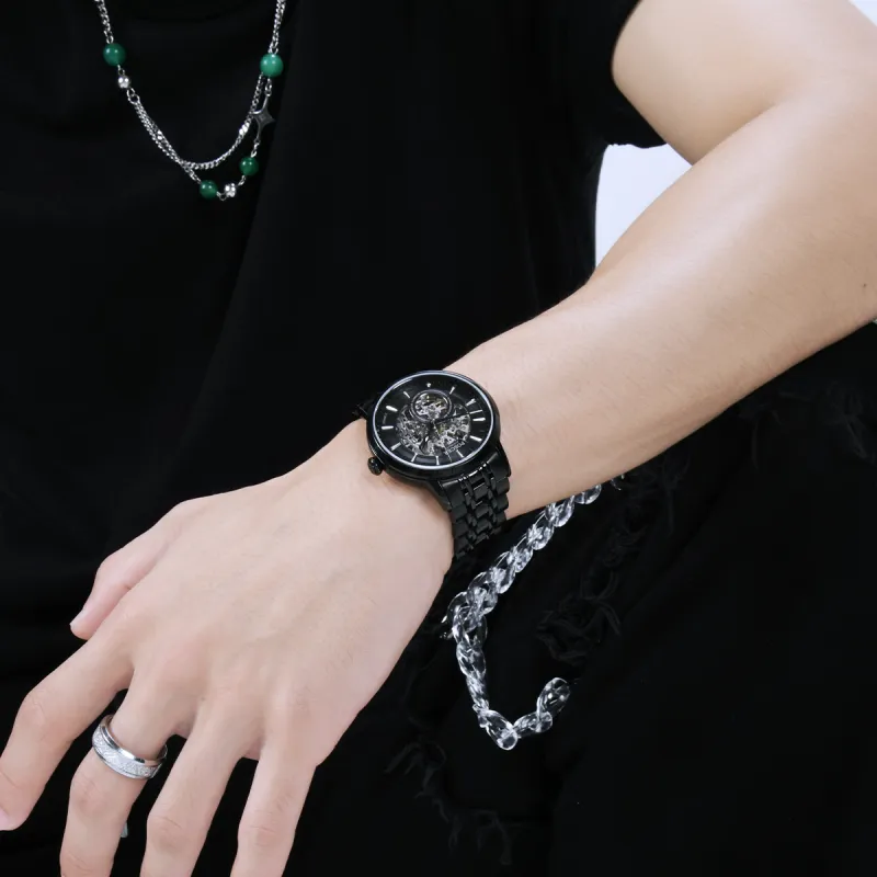 POSCER Automatic Mechanical Movement Watch Men's Watches Black Dial-4
