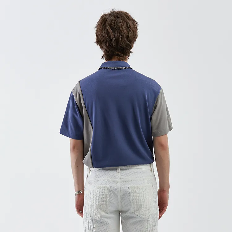 DAVID NAMAN Polo Shirts Men Blue-4