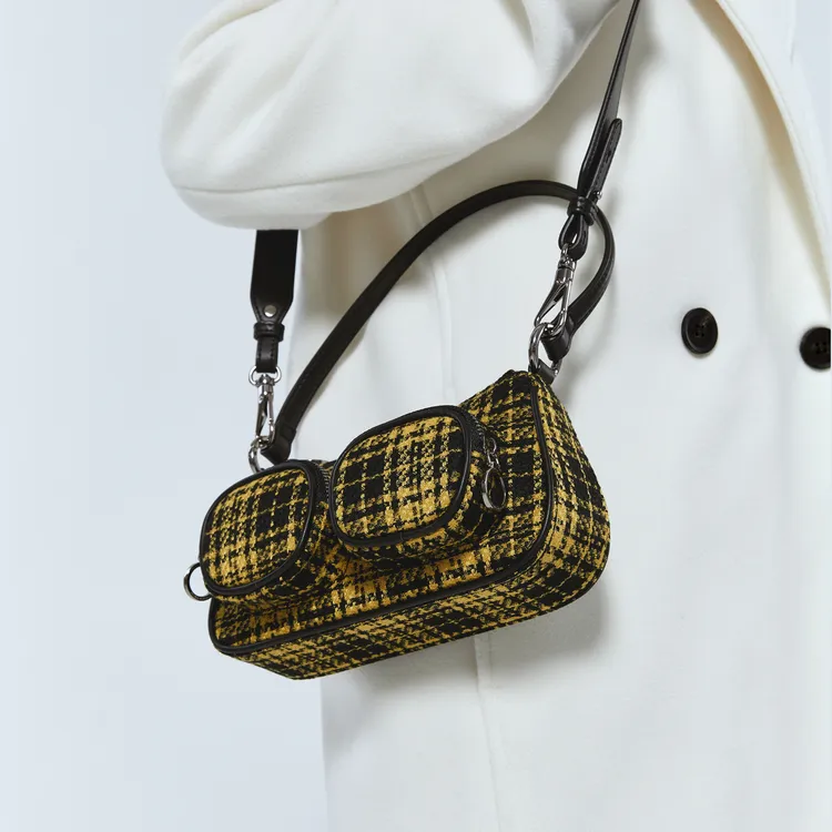CHARLES&KEITH Fabric Shoulder Bag Regular Women's Yellow/Black/Gray-4