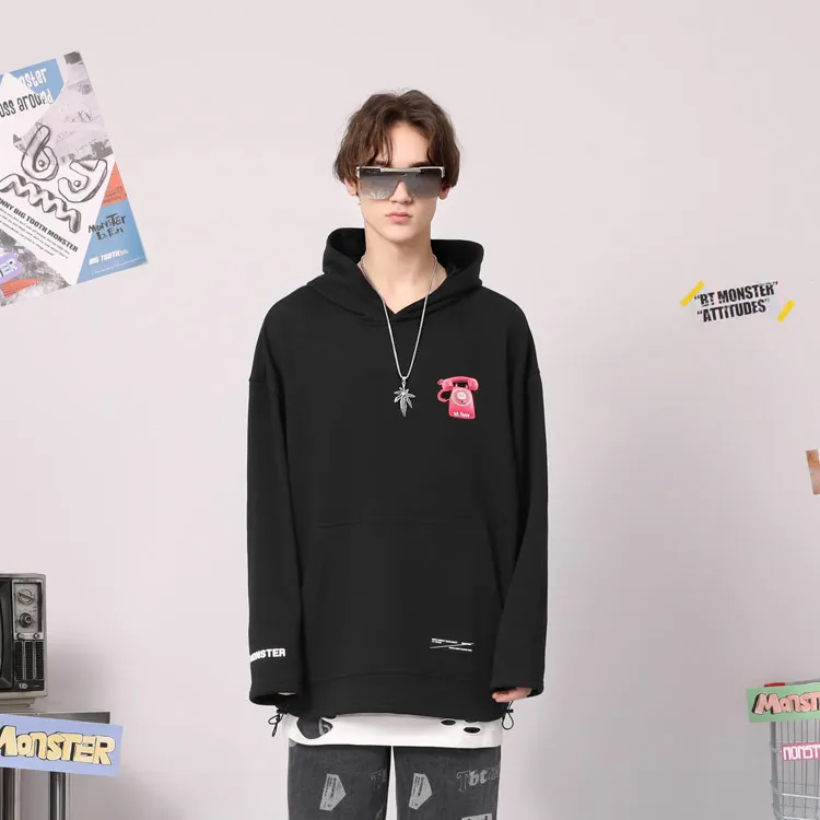 Bt Hooded Loose Fit Regular Sweatshirt Unisex Black-5