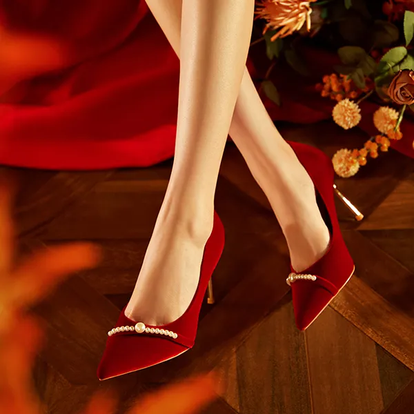 PJJUU High Heels Women's Burgundy-4