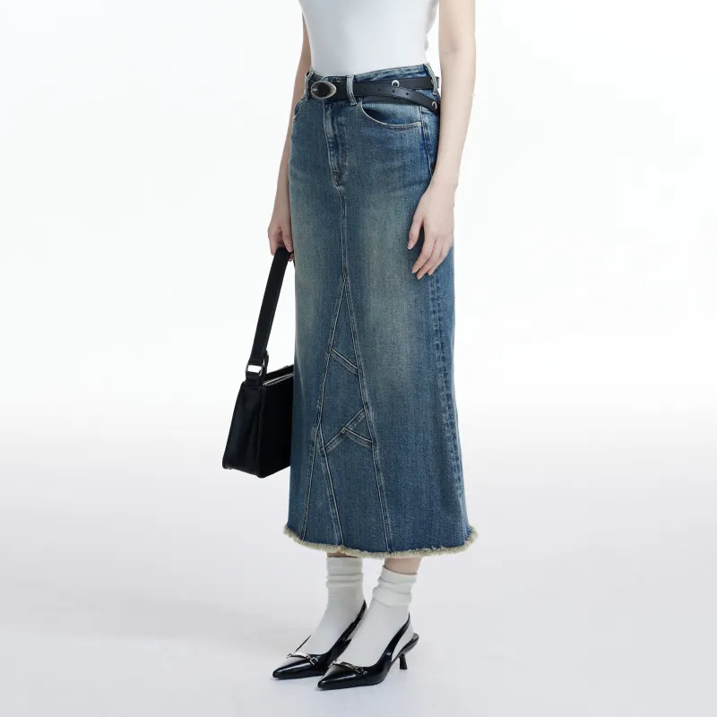 LIUREGALI Denim Long Skirt Women's-4