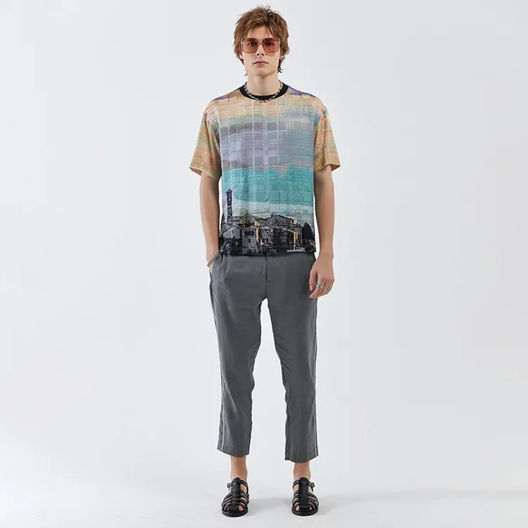 DAVID NAMAN T Shirts Men Green Purple-5
