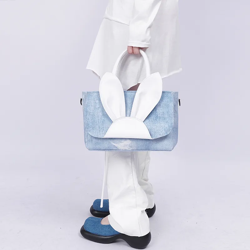 REBIRTH Canvas Rabbit Bag Canvas Bag Handbag Tote Large Size Women's Hi Bunny-8