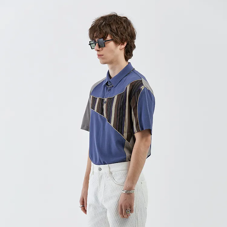 DAVID NAMAN Polo Shirts Men Blue-5