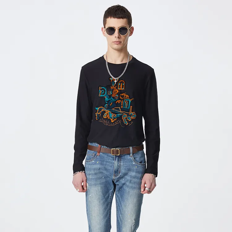 DAVID NAMAN SS22 Long Sleeved T Shirt Men's Black-2