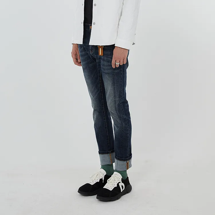 DAVID NAMAN FW22 Slim Fit Pants Jeans Men's Denim Blue-4