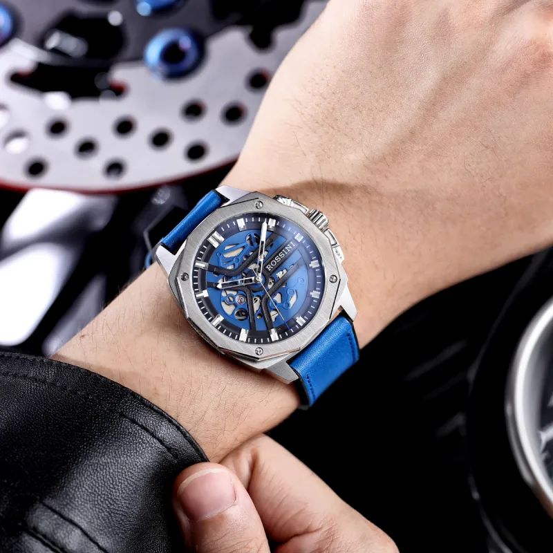 ROSSINI Medallion Collection Mechanical Movement Silicone Strap Watch Men's Watches Red Watch Dial 5210057-5