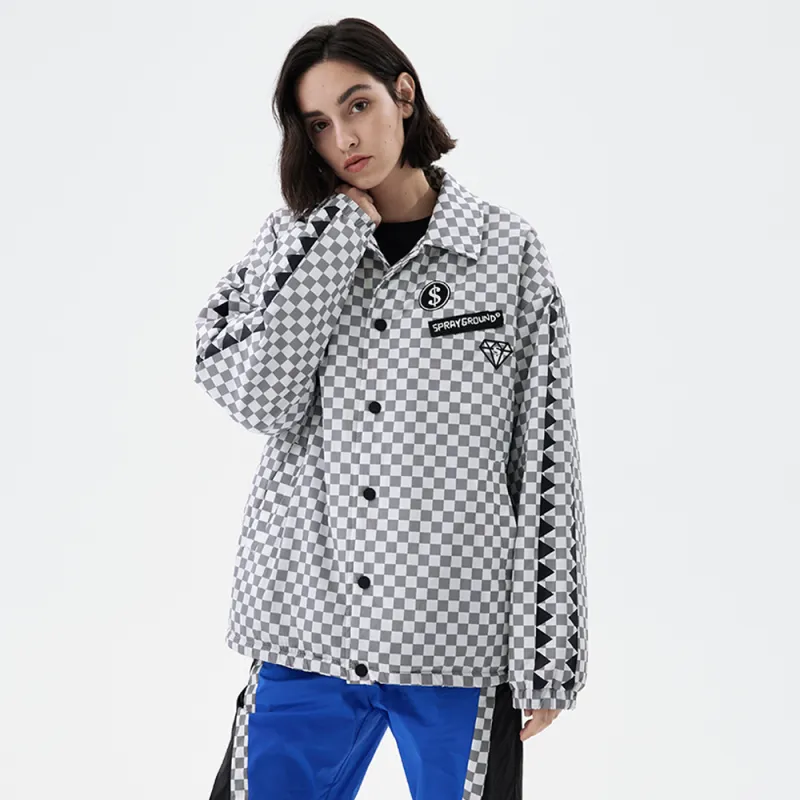 SPRAYGROUND Animal Pattern Letter Checkerboard Lapel Loose Fit Puffer Jacket Unisex-8