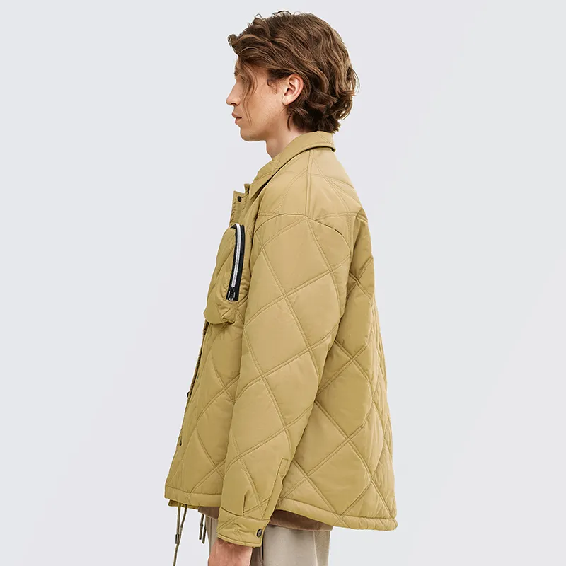 BAGGL Letter Solid Color Lapel Loose Fit Thickened Puffer Jacket Unisex-8