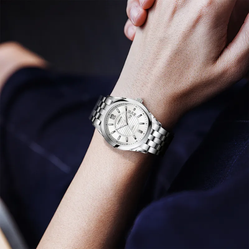LOBINNI L Automatic Mechanical Movement Genuine Leather Strap Watch Men's Watches Silver Dial-14