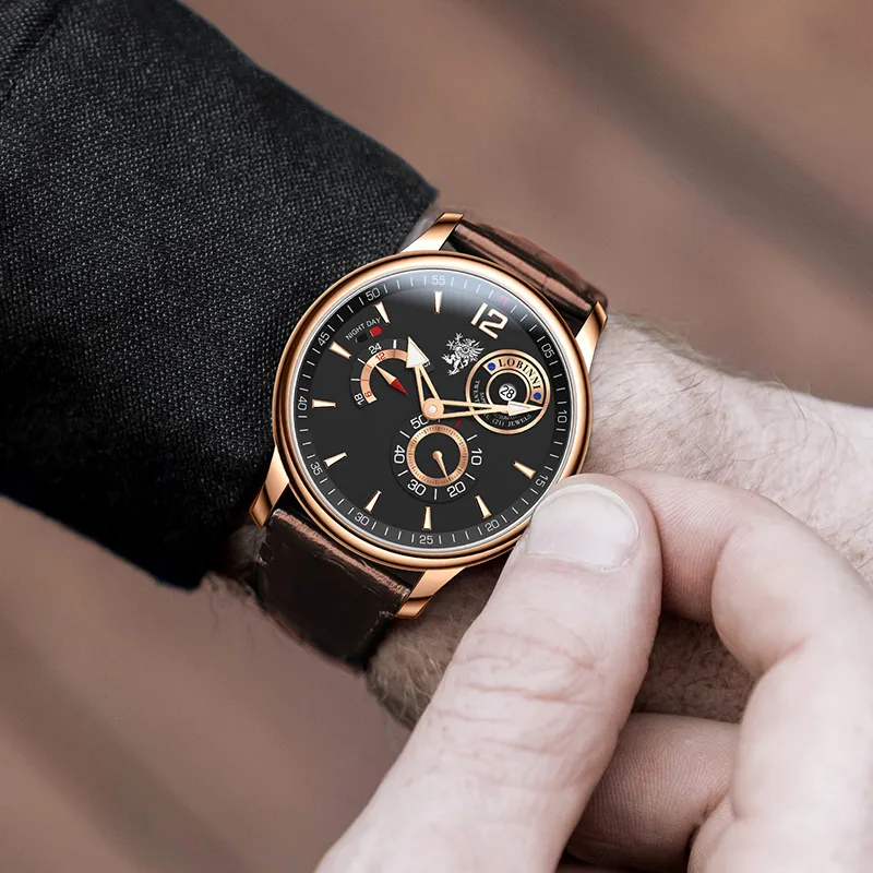 LOBINNI L Automatic Mechanical Movement Watch Men's Watches Black Dial-4