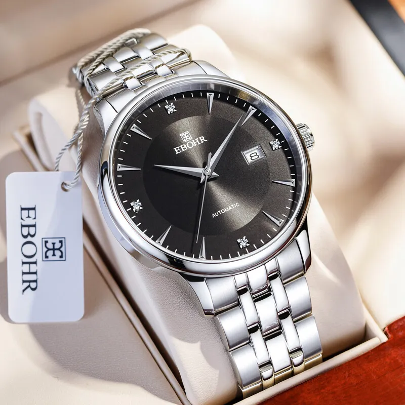 EBOHR EBOHR Master Collection Mechanical Movement Stainless Steel Strap Watch Unisex Black Dial 36480319-1