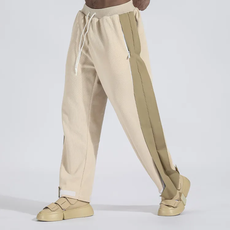 NORVINCY Breathable Elastic Waistband Solid Color Hip Hop Casual Pants Unisex-14