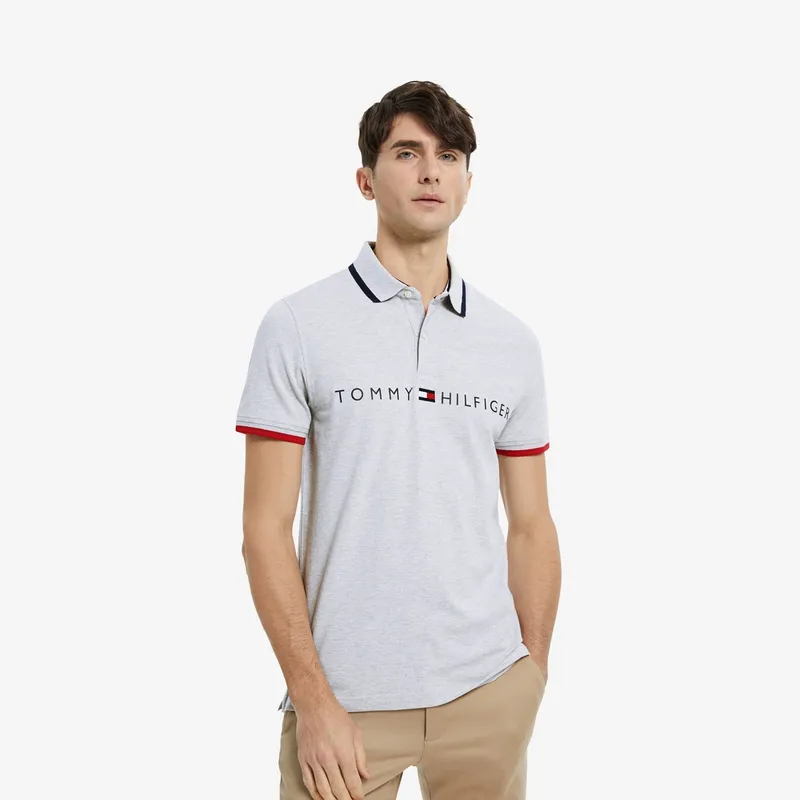 Tommy Hilfiger Polo Shirts Men Light Gray 050-2