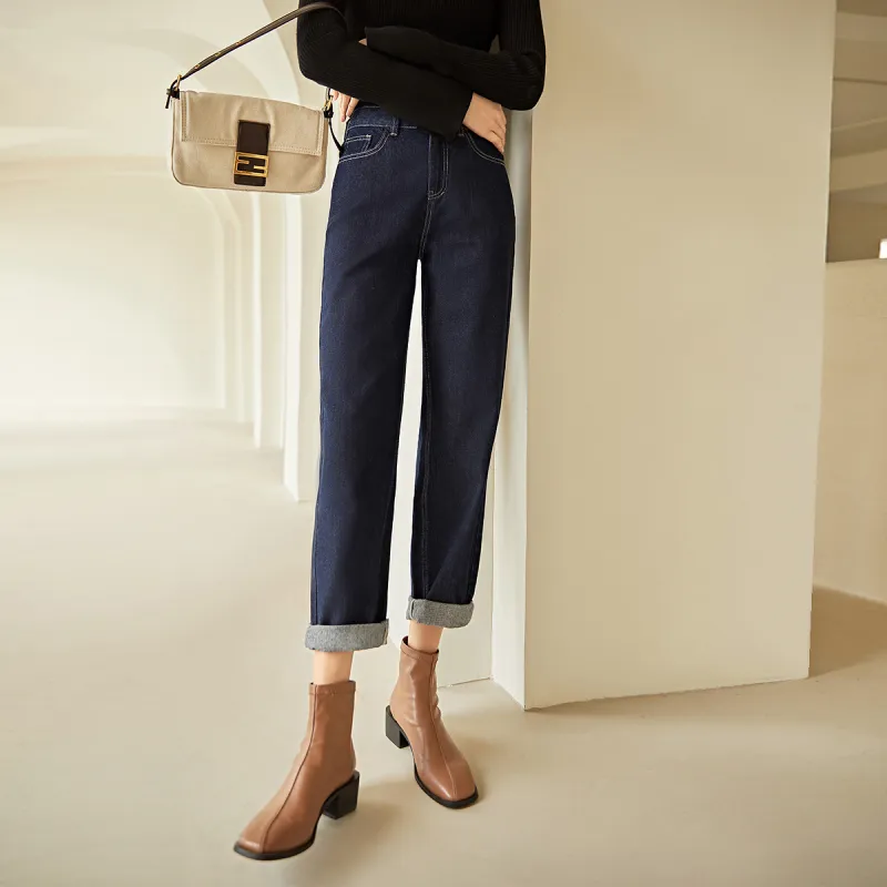 DIALOGUE Jeans Women's Dark Denim Blue-4