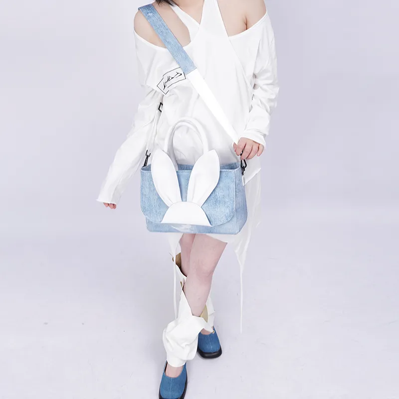 REBIRTH Canvas Rabbit Bag Canvas Bag Handbag Tote Large Size Women's Hi Bunny-9