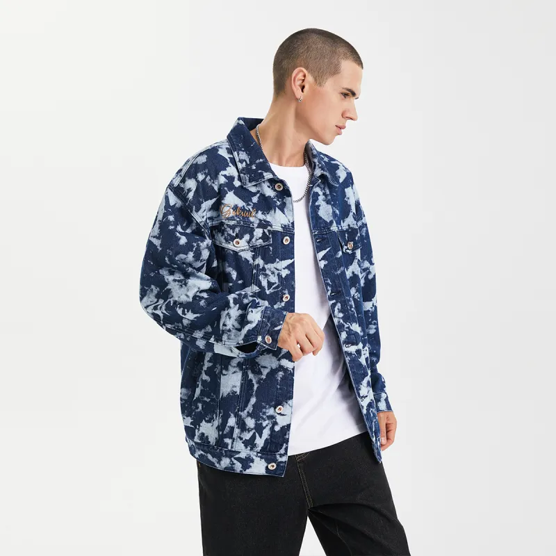 GUKUUL Loose Fit Denim Jacket Fall Unisex Dark Blue-5