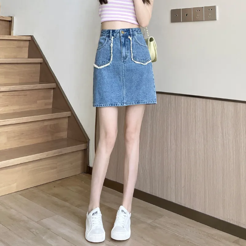 HIPPIEMISS Denim Short Skirts Women's Blue-4