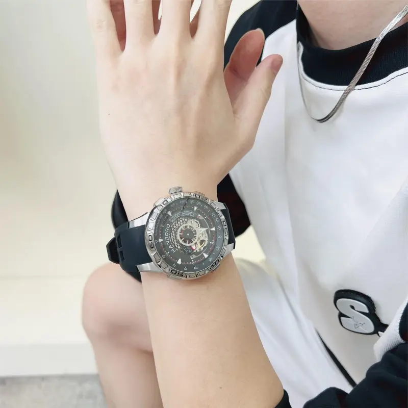 HANBORO Automatic Mechanical Movement Watch Men's Watches Black Dial HBR9205-BH-3