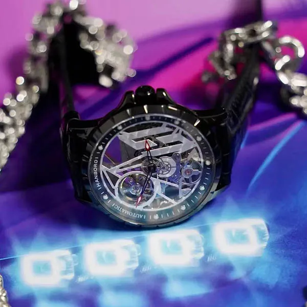 HANBORO Hollow Series Automatic Mechanical Movement Watch Men's Watches Cut-Out Dial HBR906.1-HH-2