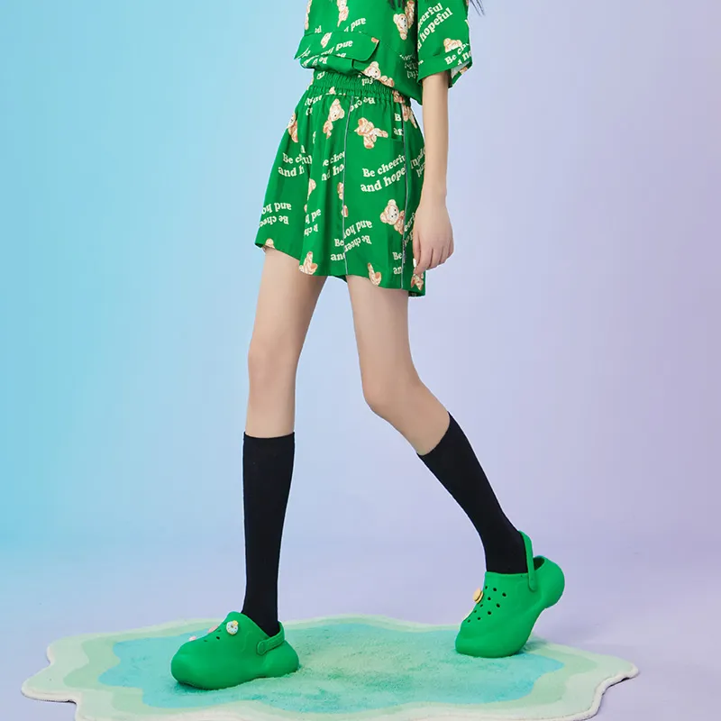 LALABOBO Casual Shorts Women's Green-5