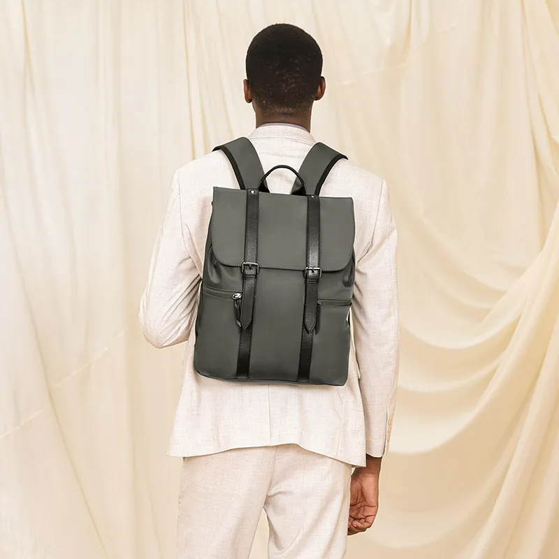POLO Fabric With Synthetic Leather Backpack Large Size Men's Multicolor-1