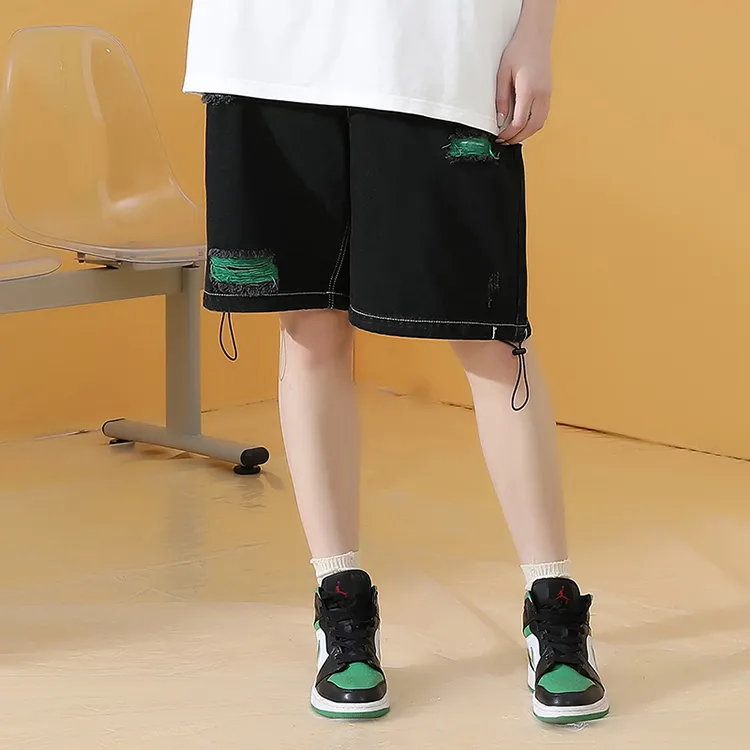 GENANX Casual Shorts Unisex Black Green-5