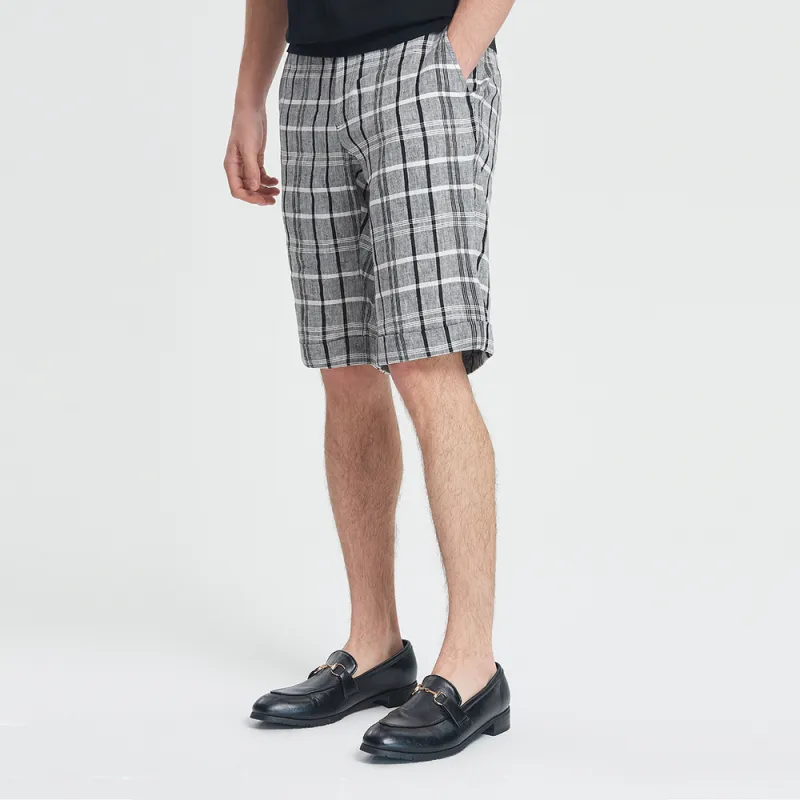 MANGANO Casual Shorts Men Gray Plaid-11