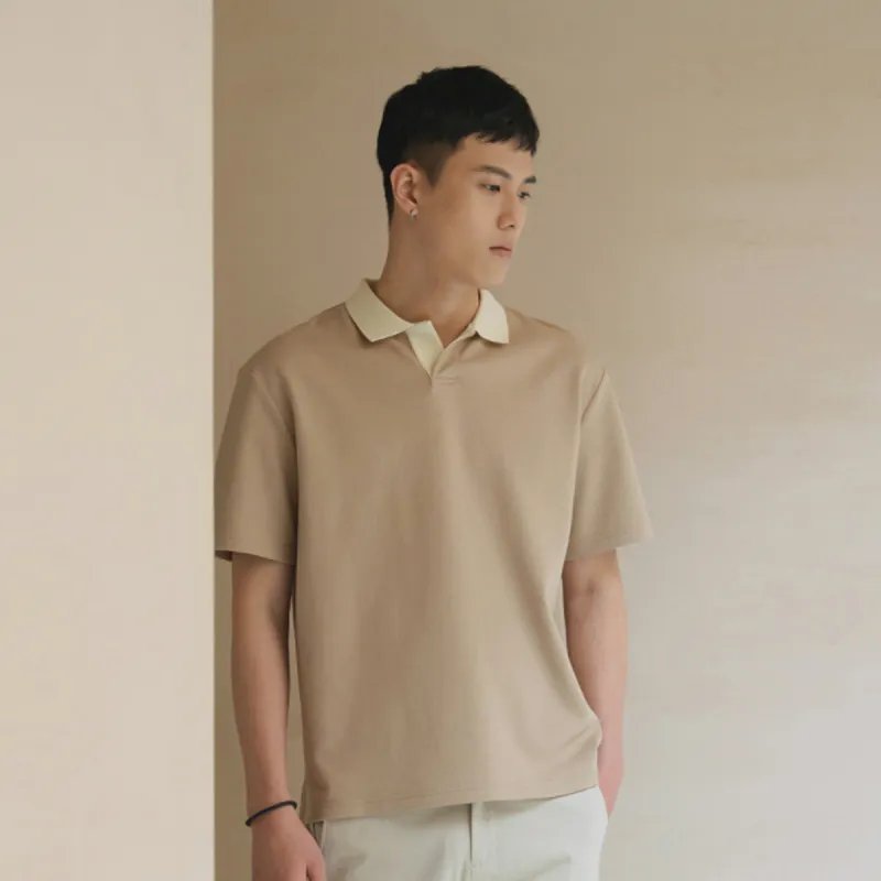 A.B.X Color Block Lapel Short Sleeved Polo Shirt Men's-2