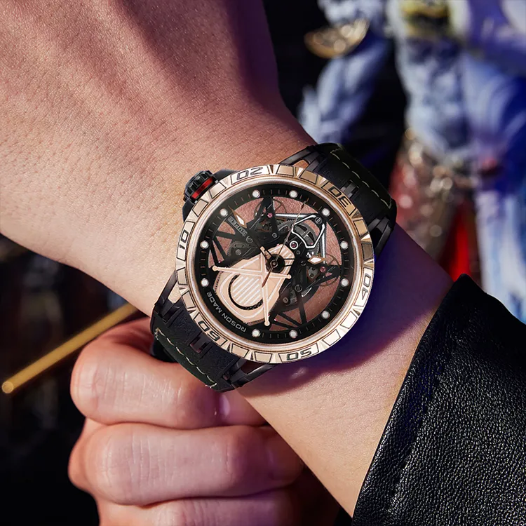 ROSDN Thunder Racing Collection Automatic Mechanical Movement Watch Men's Watches Black Dial G2713-5