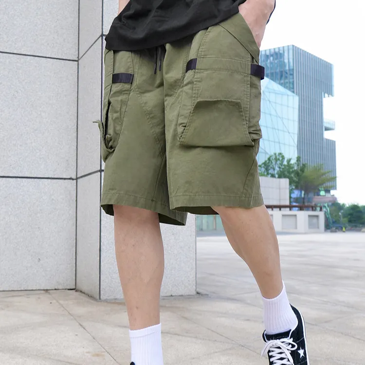 Ricky Tenko Loose Fit Shorts Unisex Army Green-6